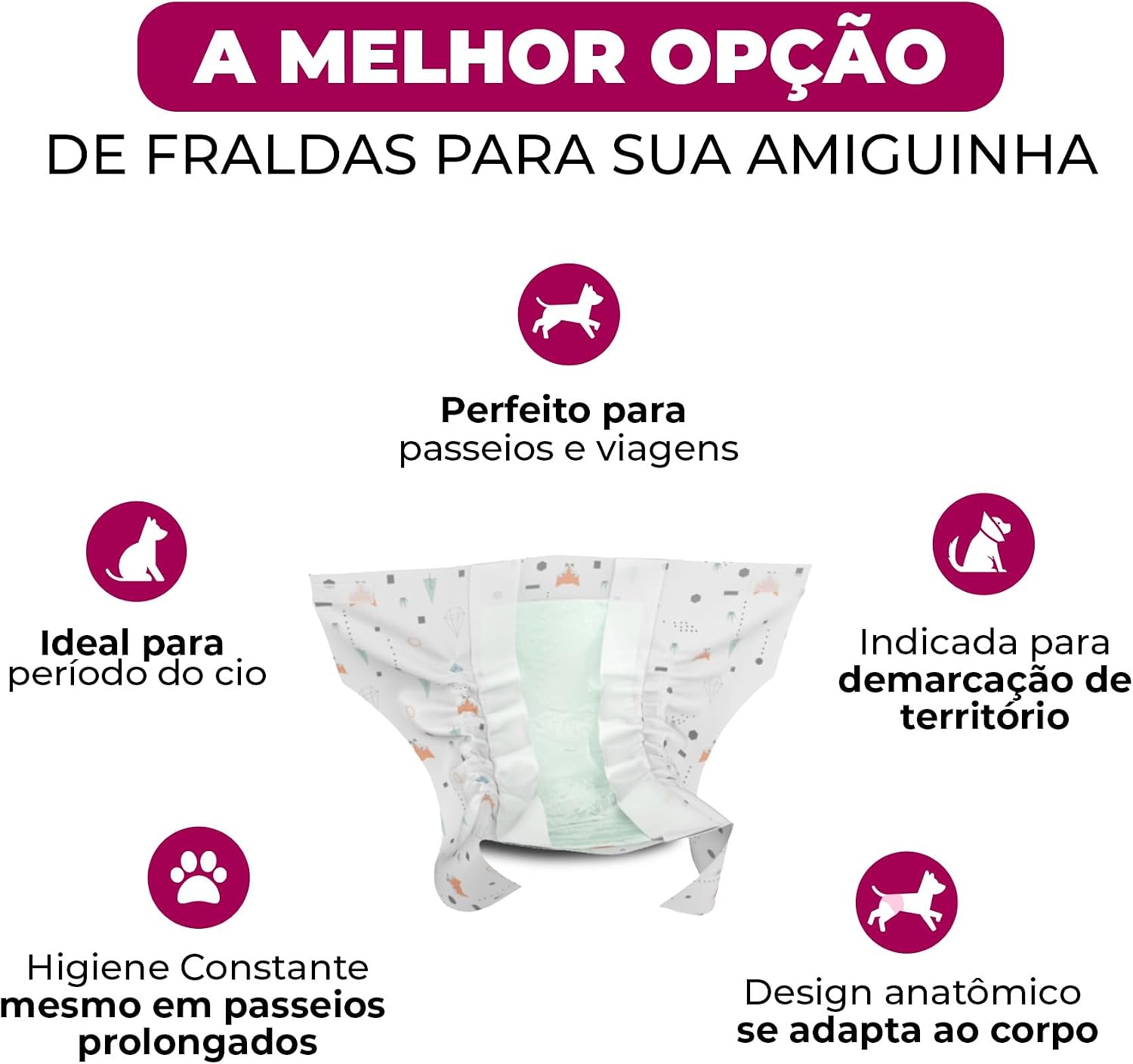DOG’S CARE Dogs&Pee Fralda Descartável Para Cães Fêmeas de 6 a 13kg - Fralda Absorvente Para Cachorros Idosos e Filhotes - Tamanho M - 12 Unidades - Imagem 3