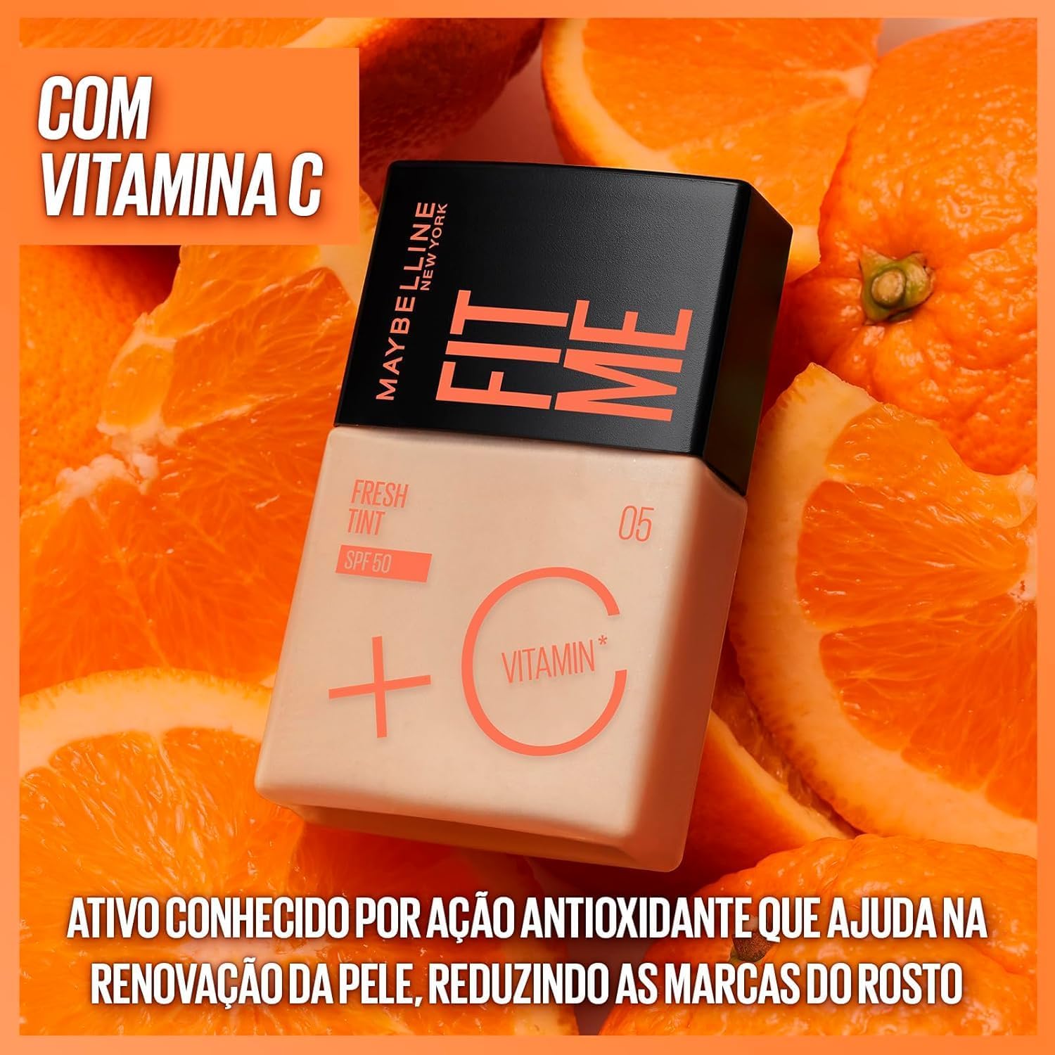 Maybelline NY Fit Me Fresh Tint Base Líquida, Proporciona Efeito Glow Natural, Controla a Oleosidade e Uniformiza a Pele com Vitamina C e FPS 50, Cor 9.5, 30ml - Imagem 6