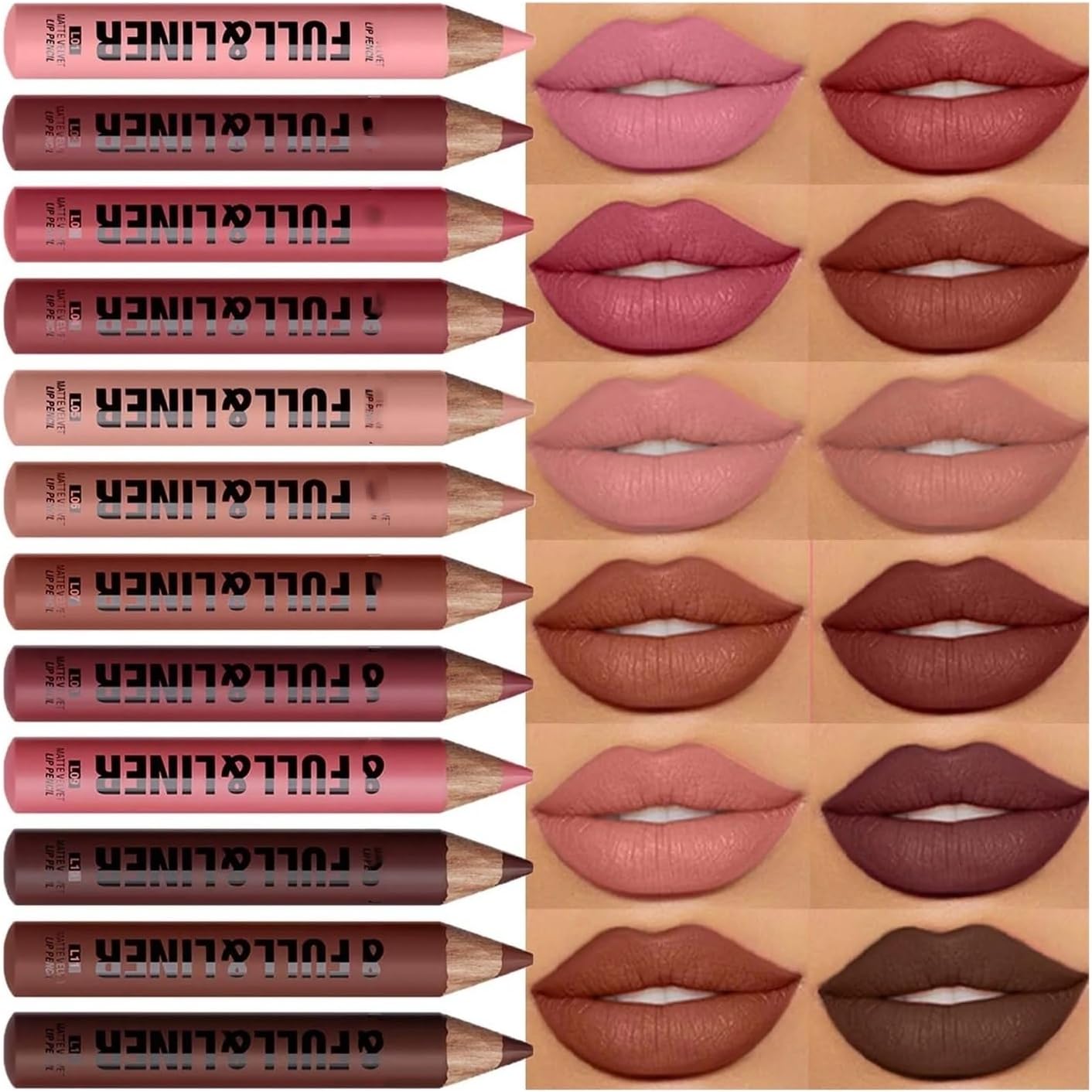 Lápis Labial Mate Marrom Contorno Batom Longa Duração Madeira Maquiagem - Imagem 3