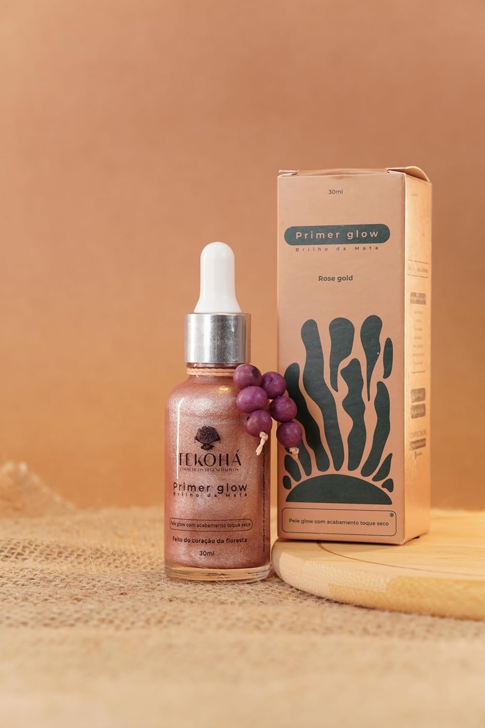 Primer Iluminador Facial Vegano Tekohá 30ml – Sérum Pré-Make Efeito Glow com Açaí, Vitamina E, Antioxidante, Disfarce de Poros e Alta Fixação. - Imagem 2