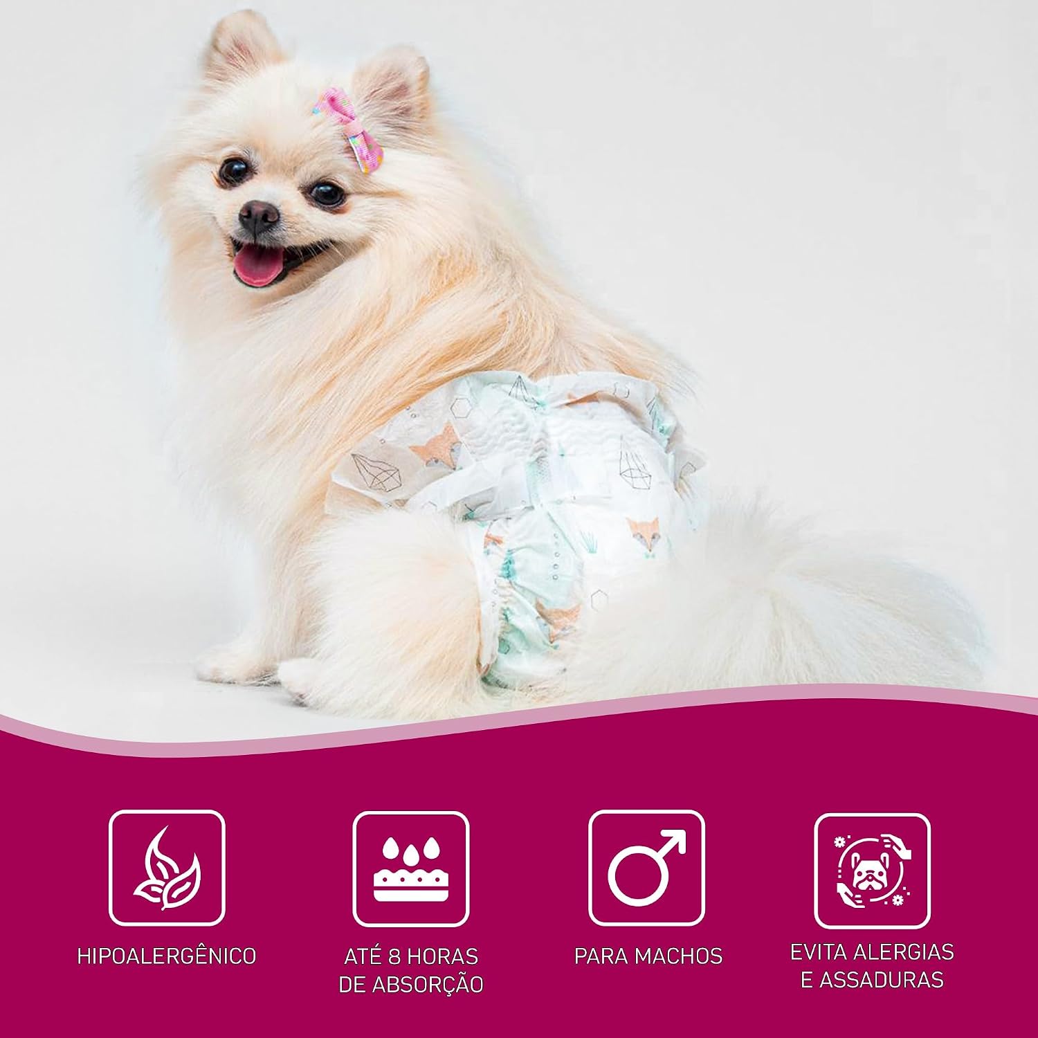 DOG’S CARE Dogs&Pee Fralda Descartável Para Cães Fêmeas de 6 a 13kg - Fralda Absorvente Para Cachorros Idosos e Filhotes - Tamanho M - 12 Unidades - Imagem 5