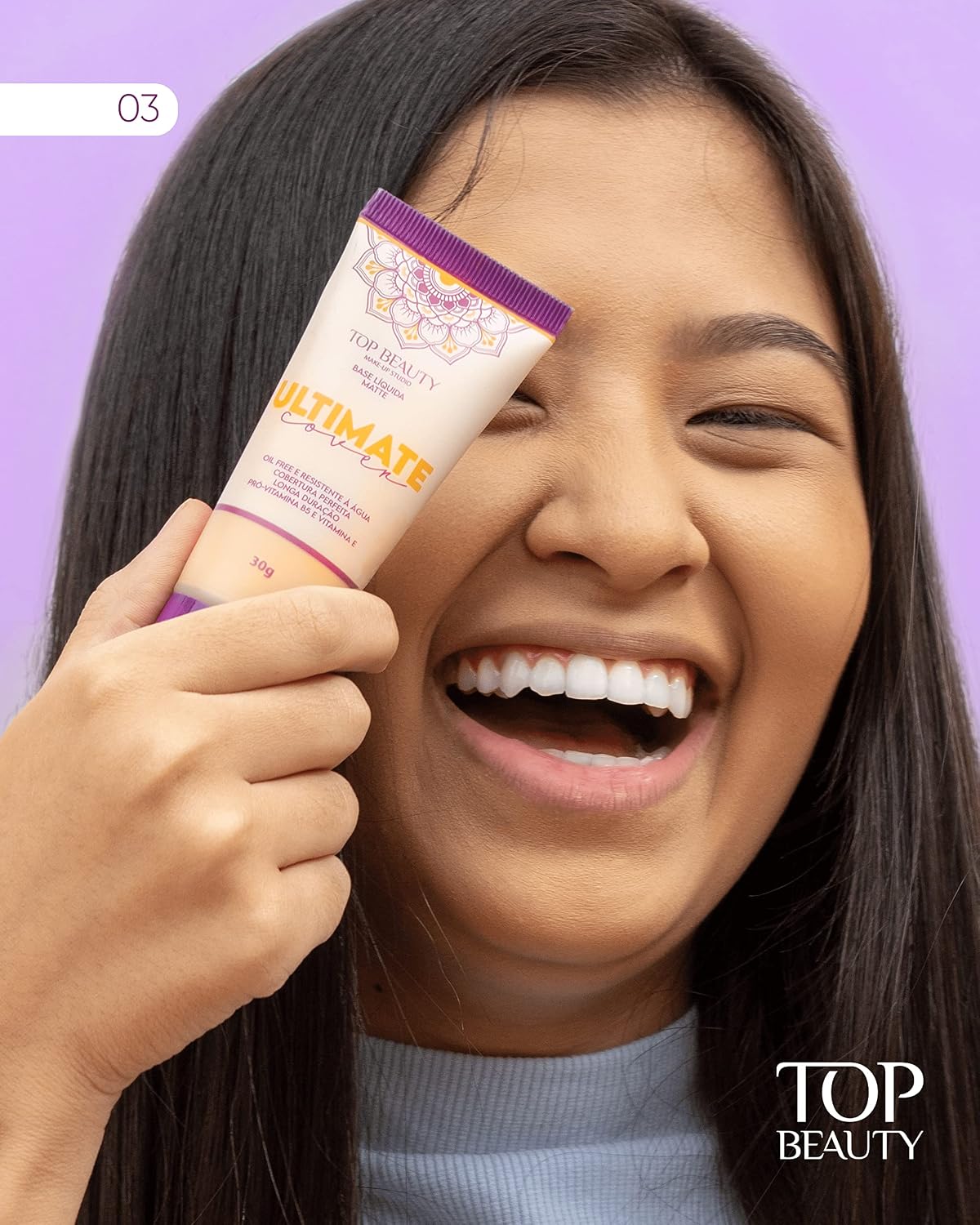 BASE LIQUIDA TOP BEAUTY ULTIMATE COVER COR 03 - Imagem 2