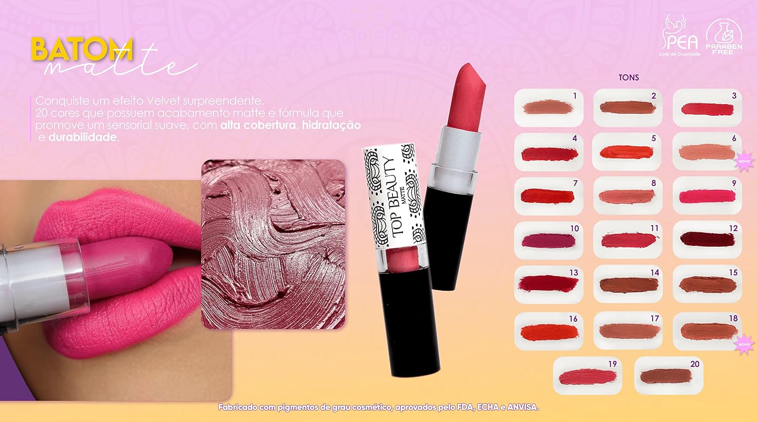 BATOM MATTE DRY LIP TOP BEAUTY 3,5GR COR 18 - Imagem 2