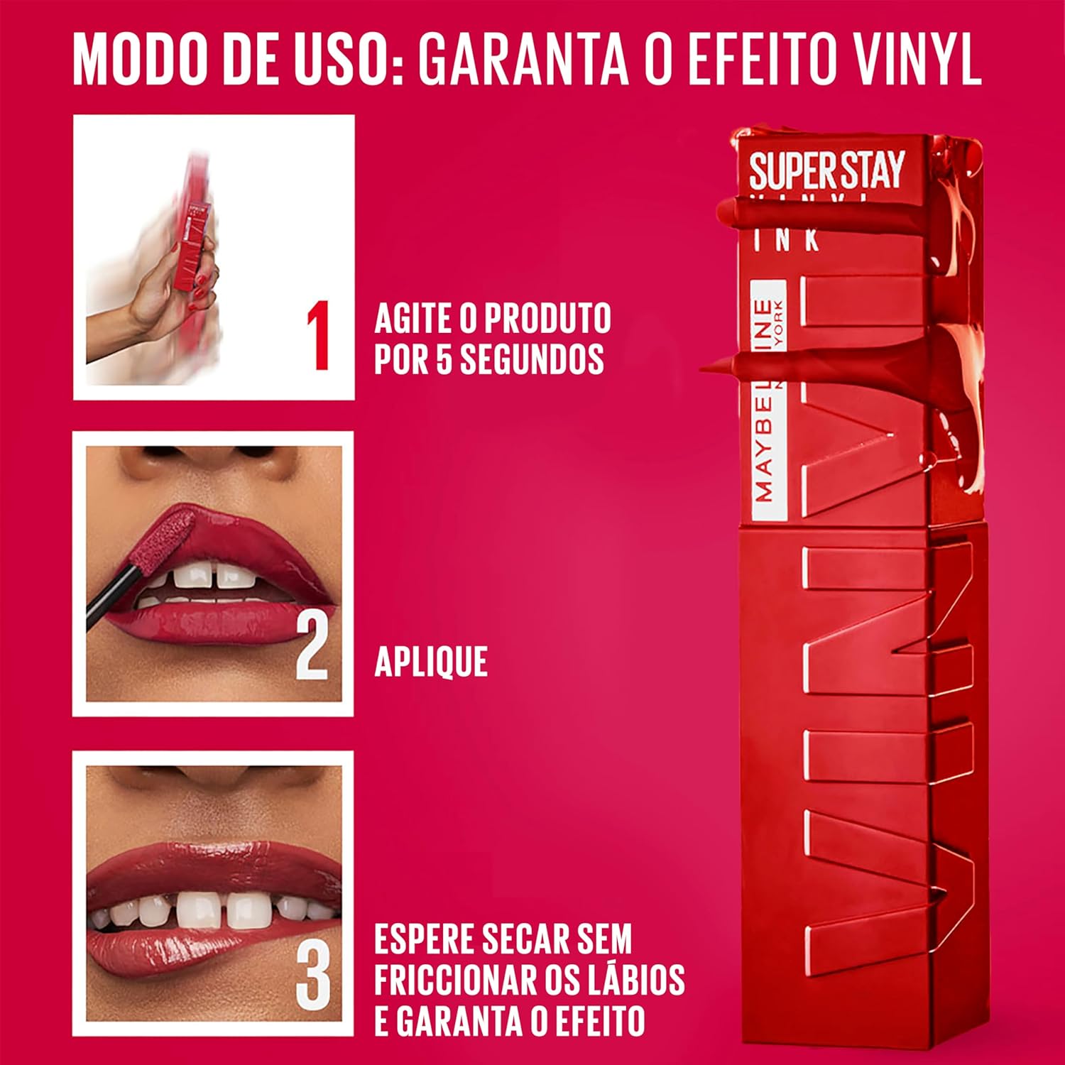 Maybelline NY SuperStay Vinyl Ink Batom Líquido, Longa Duração, Acabamento Vinil Espelhado e Efeito Gloss, Brilho Instantâneo, Conforto para os Lábios, Fórmula Vegana, Cor Witty 4,2ml - Imagem 4