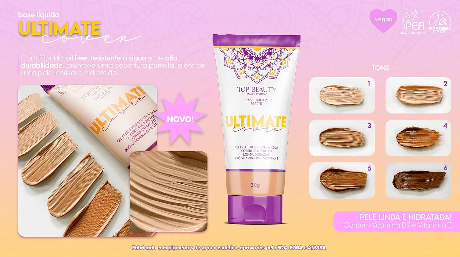 BASE LIQUIDA TOP BEAUTY ULTIMATE COVER COR 03 - Imagem 3