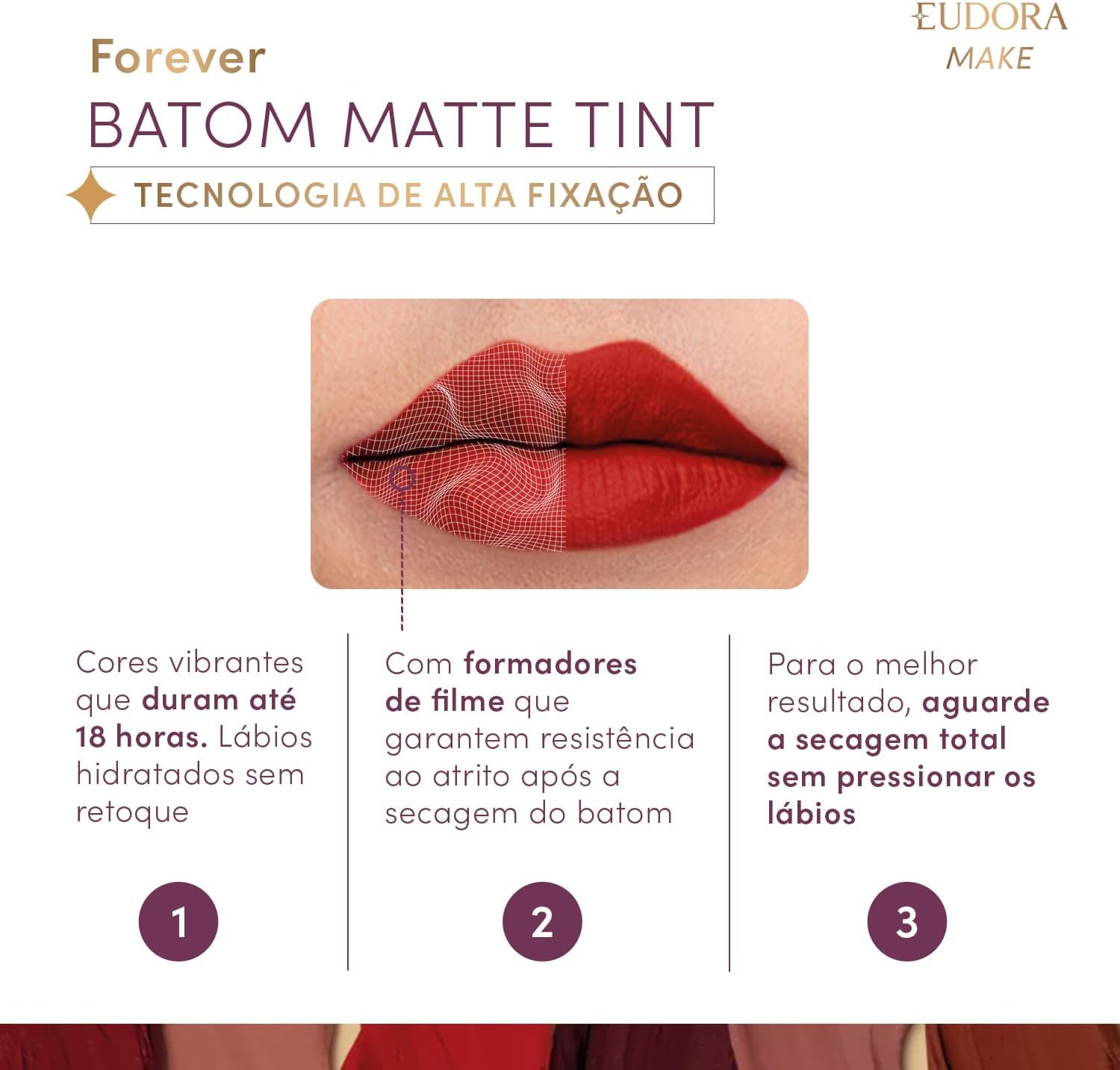 Eudora Make Forever Batom Líquido Bordô Intenso Matte Tint 4ml - Imagem 2