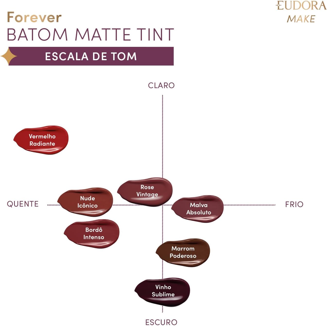 Eudora Make Forever Batom Líquido Bordô Intenso Matte Tint 4ml - Imagem 6