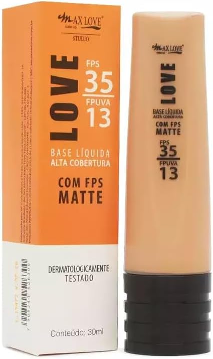 Base Líquida Alta Cobertura FPS Matte Cor 56, 30ml - Max Love