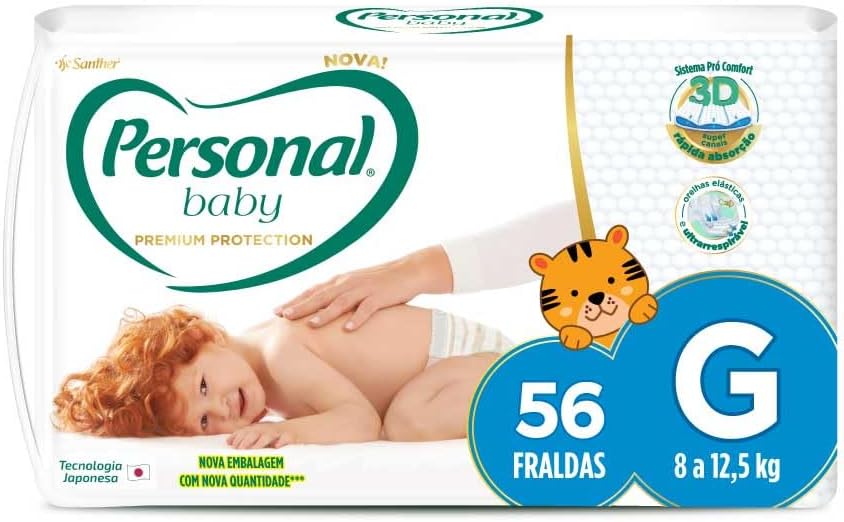 Personal Fralda Baby Premium Protection G, 56 Unidades