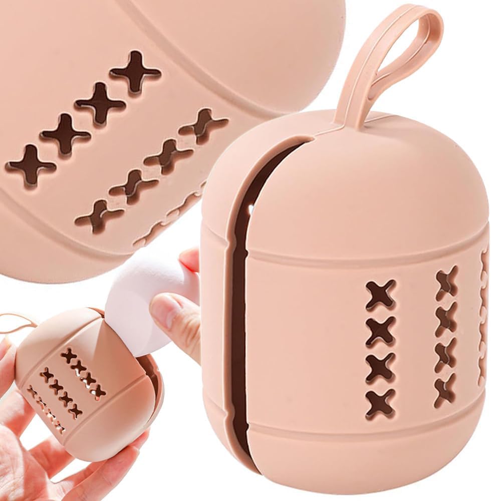 Case Para Esponja de Maquiagem em Silicone Flexível com Alça Ideal para guardar Esponja Em forma De Ovo