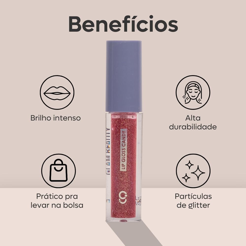 Ultra Gloss Glam Beauty Candy 4ml – Brilho Intenso com Manteiga de Karité e Aroma de Baunilha | Vegan e Cruelty-Free - Imagem 2