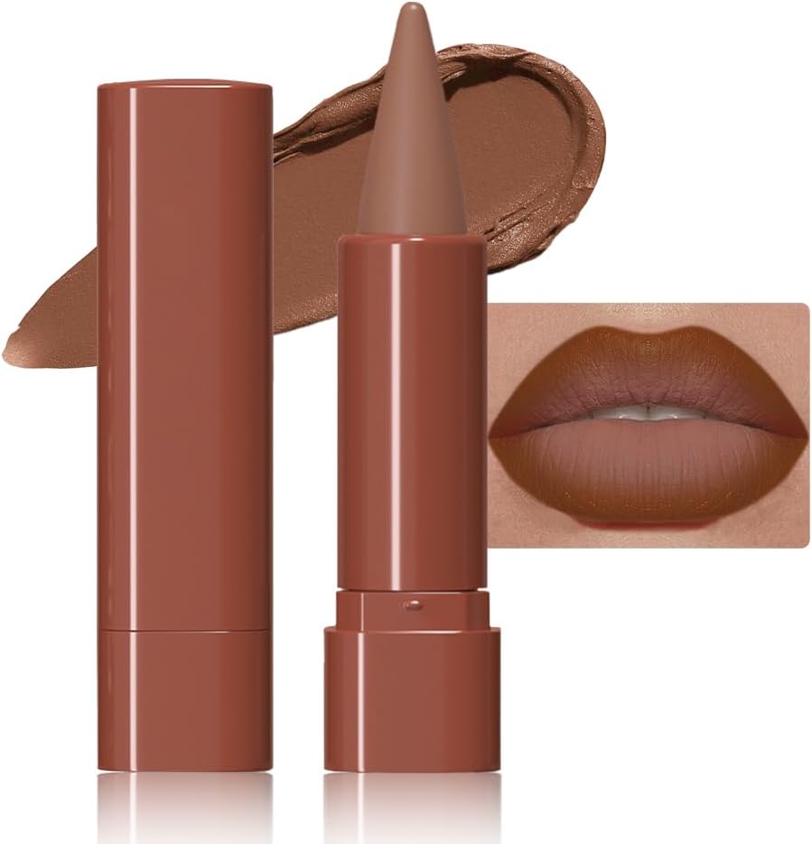 Lápis delineador labial fosco gradiente marrom quente, delineador labial com efeito ombré, para mulheres, lápis de batom à prova d'água de longa duração, à prova de manchas, 01#