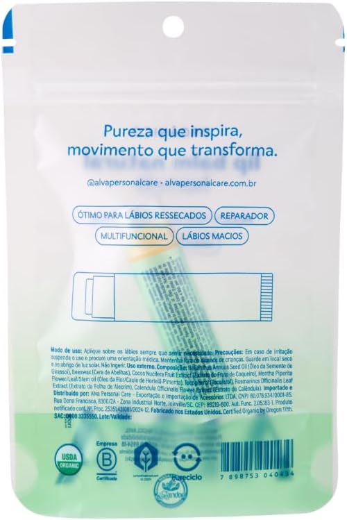 Alva Hidratante Labial Orgânico Hortelã 4,25g - Imagem 5
