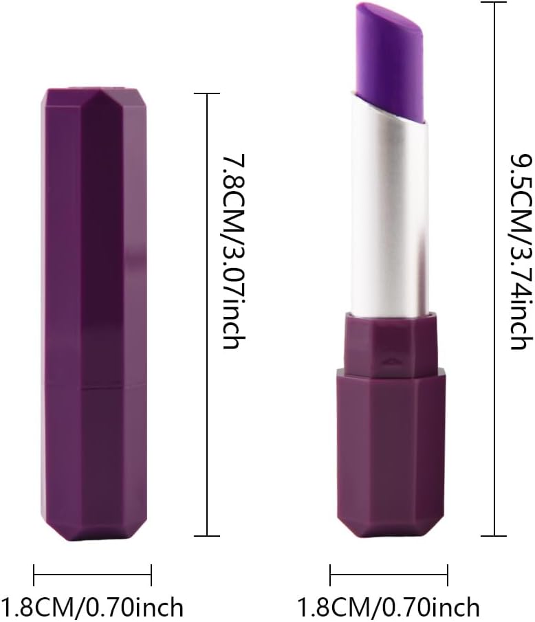 Batom Metálico Fosco Violeta Vívido Para Mulheres, Lápis Labial E Bastão De Tinta Facial, Roxo Longa Duração À Prova D'Água, Fácil Aplicar, Brilho Cobertura Total, Maquiagem Festa Aniversário - Imagem 7