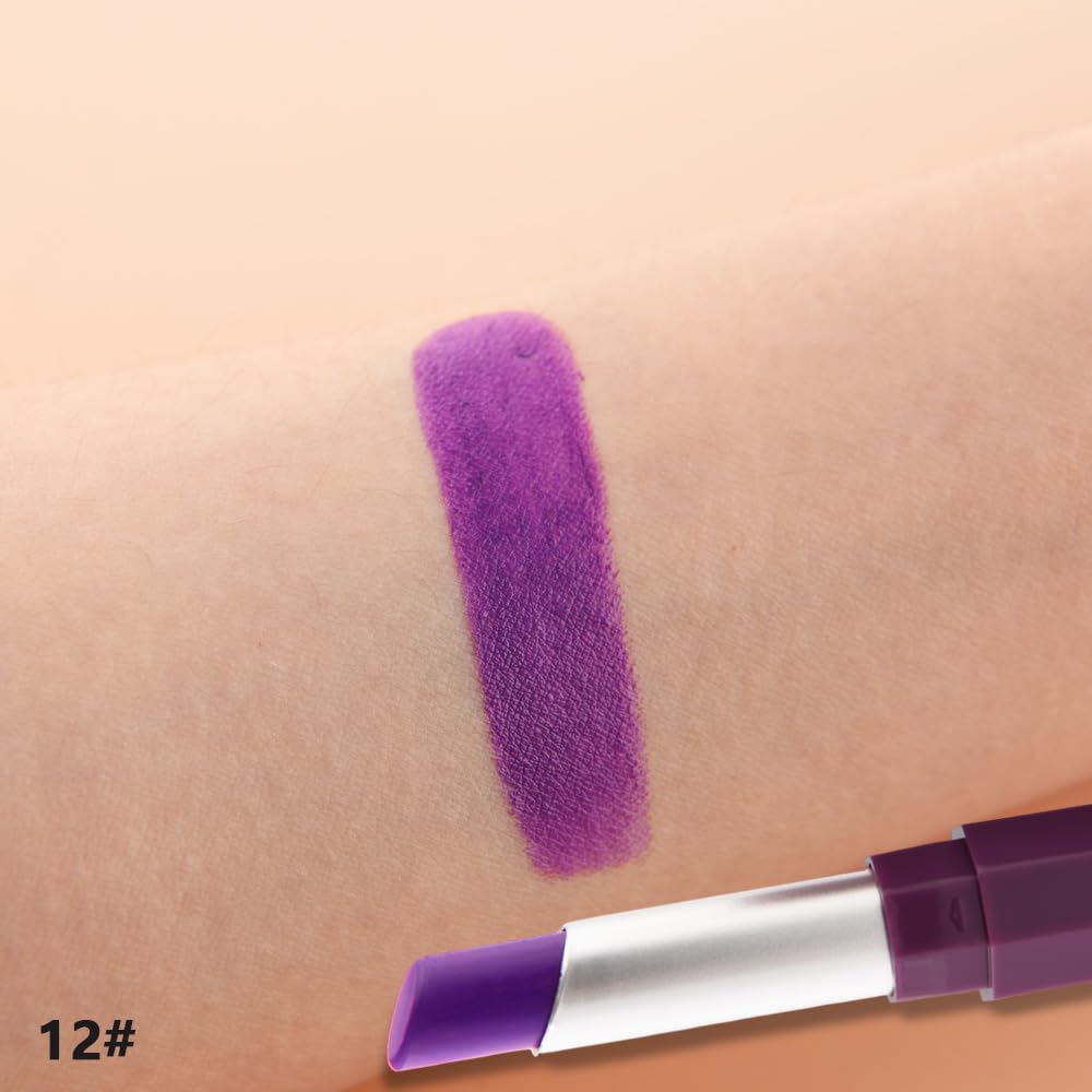 Batom Metálico Fosco Violeta Vívido Para Mulheres, Lápis Labial E Bastão De Tinta Facial, Roxo Longa Duração À Prova D'Água, Fácil Aplicar, Brilho Cobertura Total, Maquiagem Festa Aniversário - Imagem 6