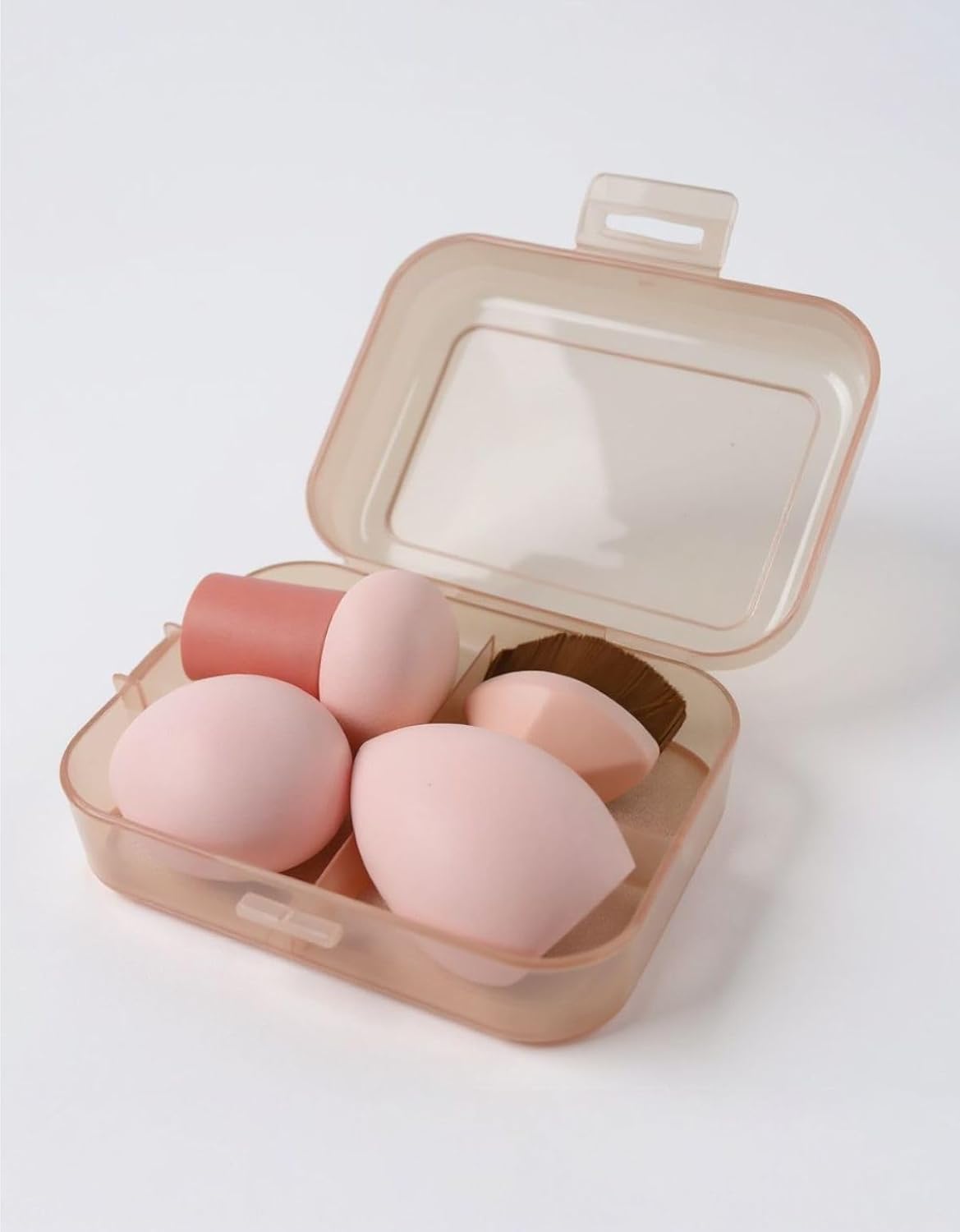 Kit Esponja de Maquiagem Hexagonal com Estojo, Pincel Maquiagem Hexagonal Magico Kabuki, Chanfrada, Esponja Gota e Esponja Cogumelo (Rosa) - Imagem 3