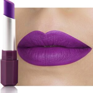 Batom Metálico Fosco Violeta Vívido Para Mulheres, Lápis Labial E Bastão De Tinta Facial, Roxo Longa Duração À Prova D'Água, Fácil Aplicar, Brilho Cobertura Total, Maquiagem Festa Aniversário
