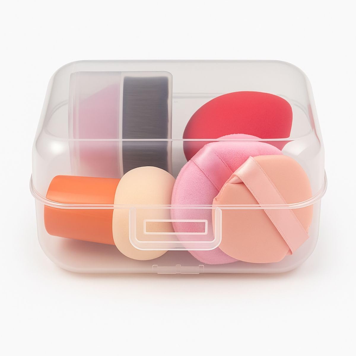 Kit Completo Maquiagem Premium com Esponjas Gota Cogumelo Puffs Aveludados Pincel Kabuki Profissional Estojo Organizador
