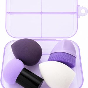 Kit de Esponjas e Pincel de Maquiagem com Estojo 4 Peças