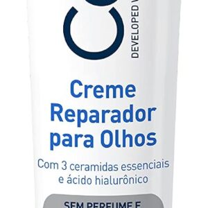 CeraVe Creme Reparador para Olhos, com 3 Ceramidas Essenciais e Ácido Hialurônico, Hidrata e Restaura a Barreira Protetora, Reduz Olheiras e Bolsas, Sem Perfume e Não Comedogênico, 15g