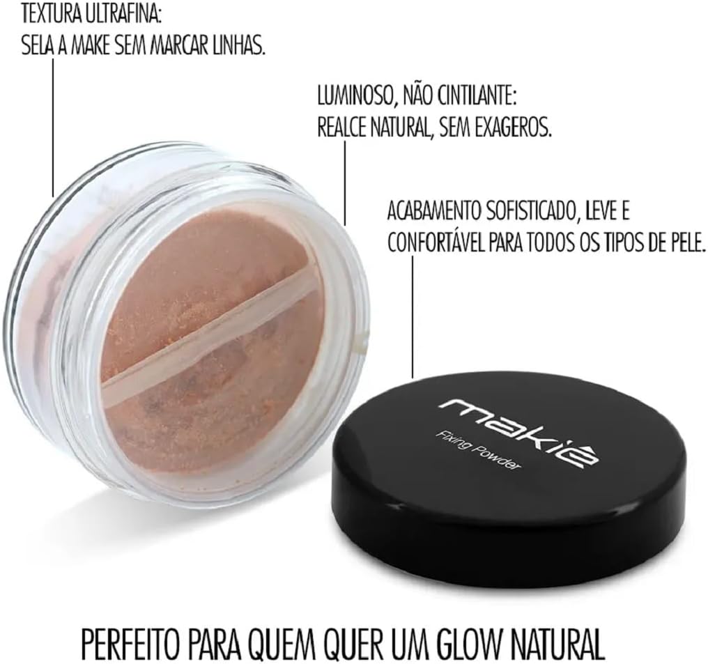 Pó Fixador 8g - Makiê (Nude Highlight) - Fixar Maquiagem, Controlar a Oleosidade - Acabamento Natural - Imagem 3