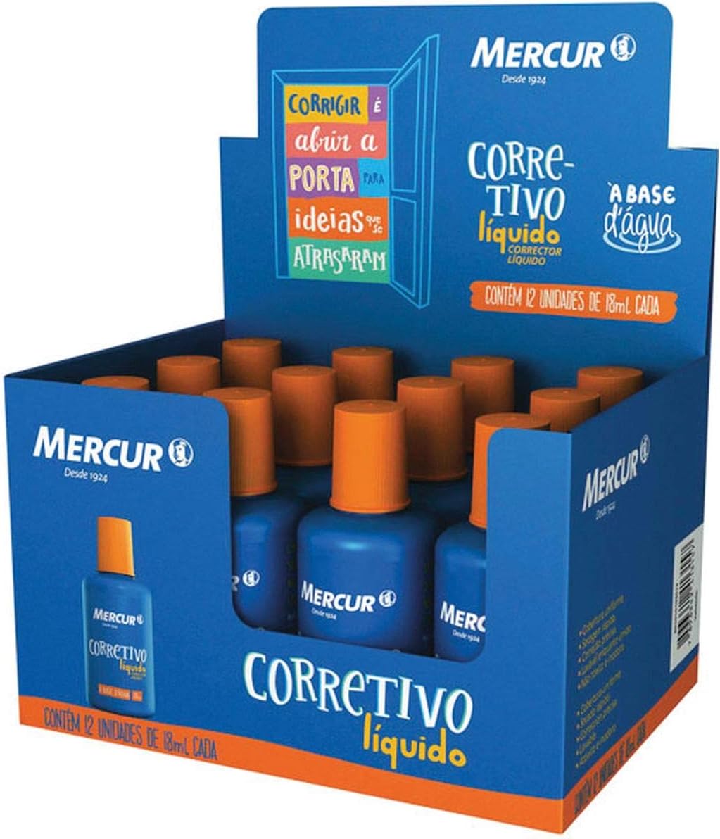 Corretivo, Mercur B01010103013, Multicor, 18 ml, Pacote de 12