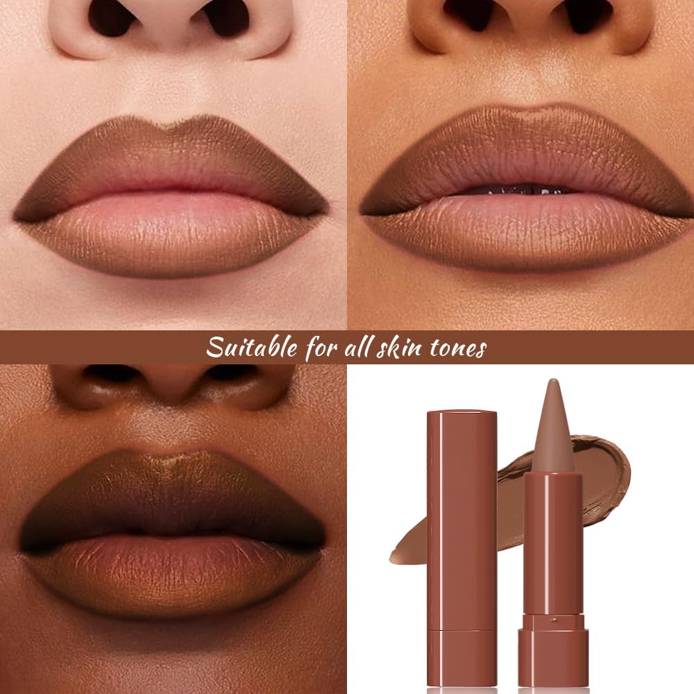 Lápis delineador labial fosco gradiente marrom quente, delineador labial com efeito ombré, para mulheres, lápis de batom à prova d'água de longa duração, à prova de manchas, 01# - Imagem 3