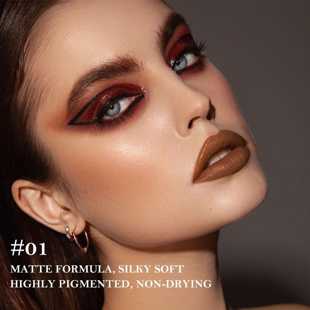 Lápis delineador labial fosco gradiente marrom quente, delineador labial com efeito ombré, para mulheres, lápis de batom à prova d'água de longa duração, à prova de manchas, 01# - Imagem 2