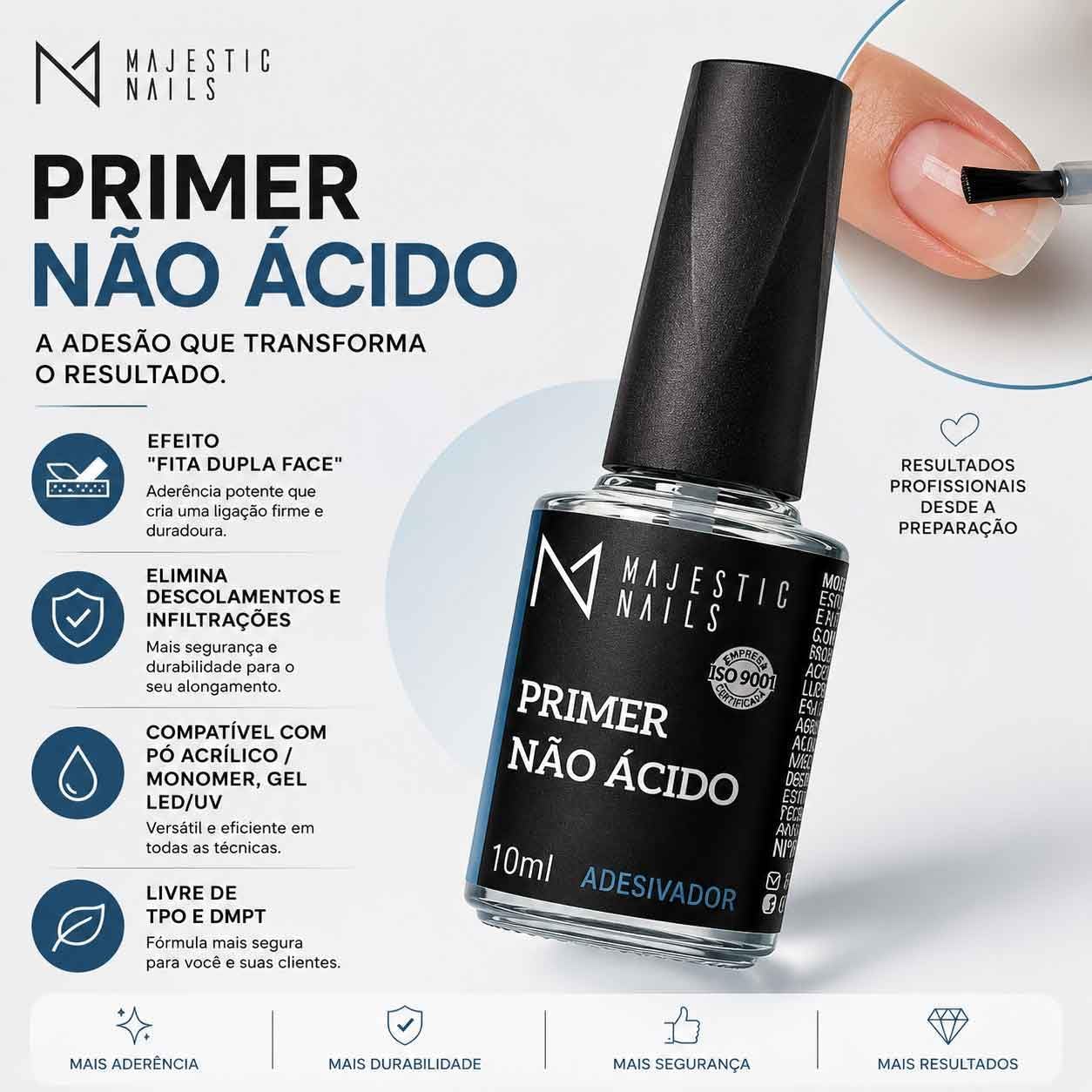 Primer Sem Ácido 10ml Para Gel Fibra E Polygel 10ml Majestic Nails - Imagem 3
