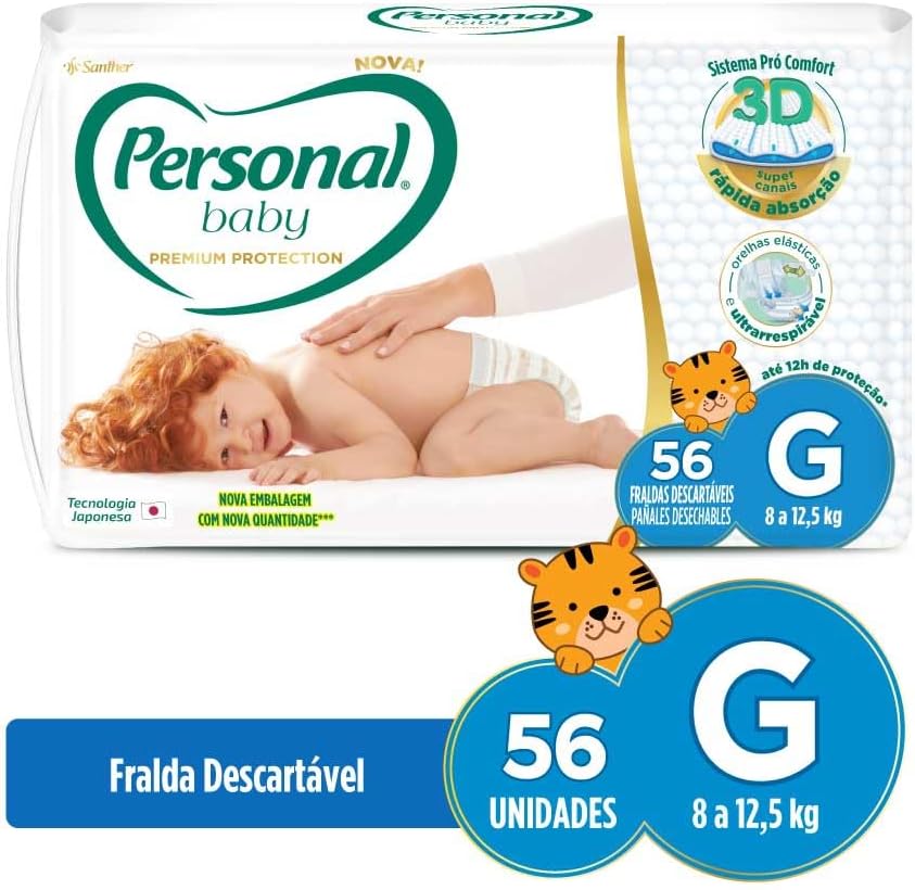Personal Fralda Baby Premium Protection G, 56 Unidades - Imagem 6
