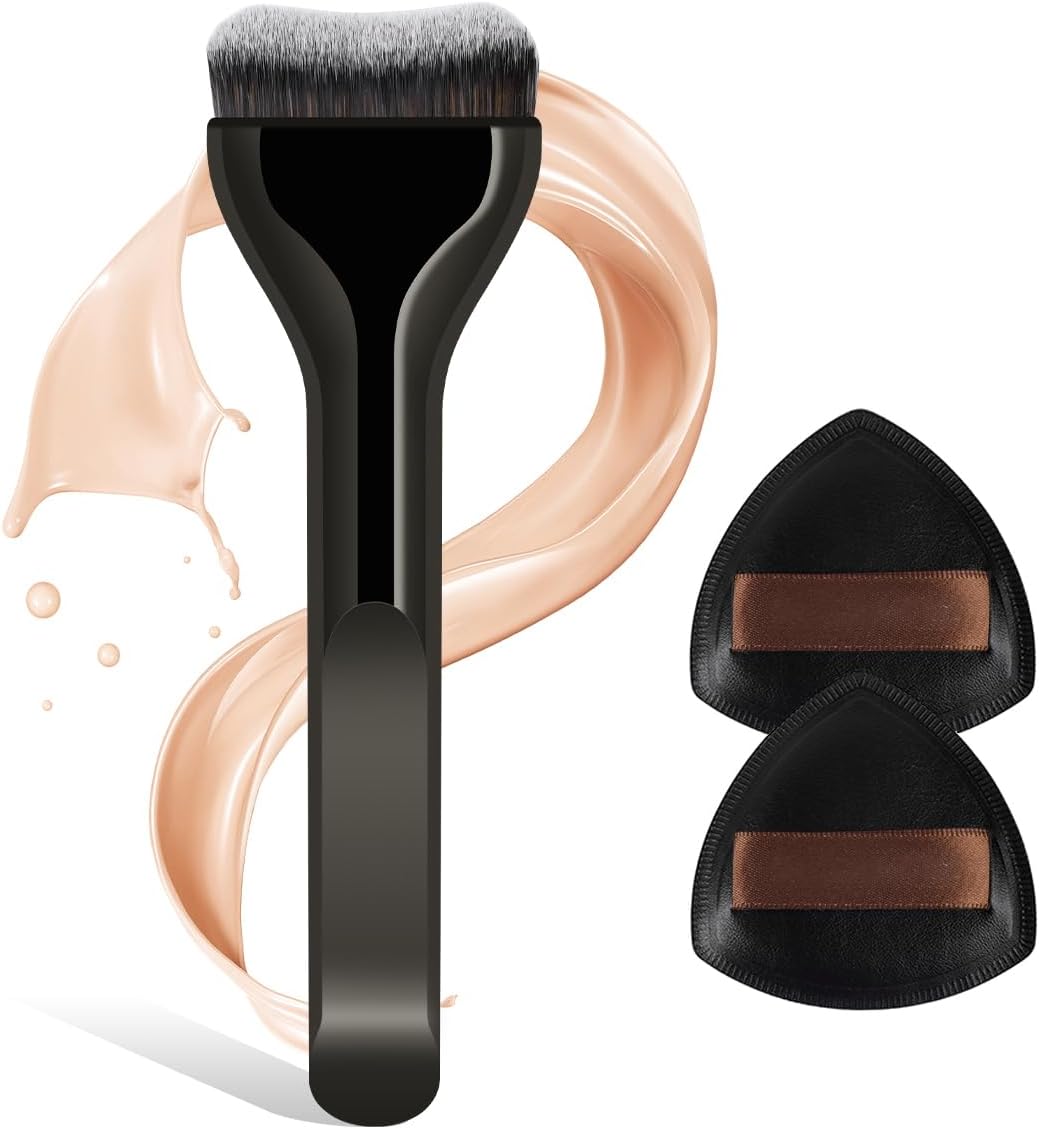 Conjunto de maquiagem fofa de 3 peças com sopro macio, multiuso para blush, sombra e pó fixador, adequado para viagens (preto) - Imagem 2