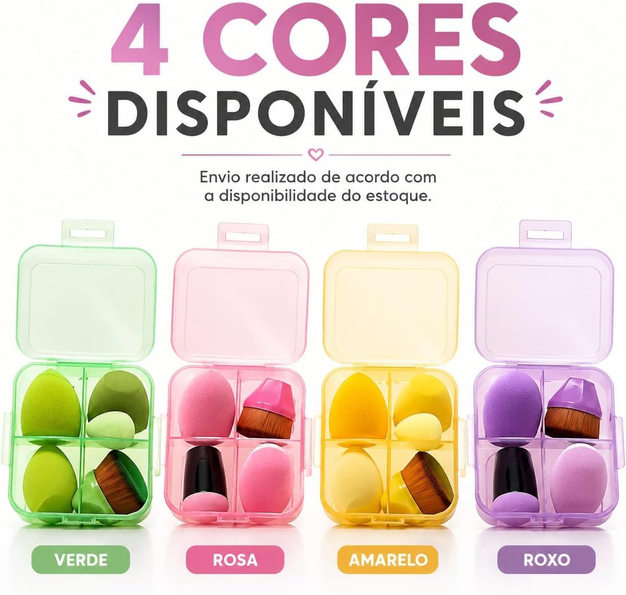 Kit de Esponjas e Pincel de Maquiagem com Estojo 4 Peças - Imagem 2