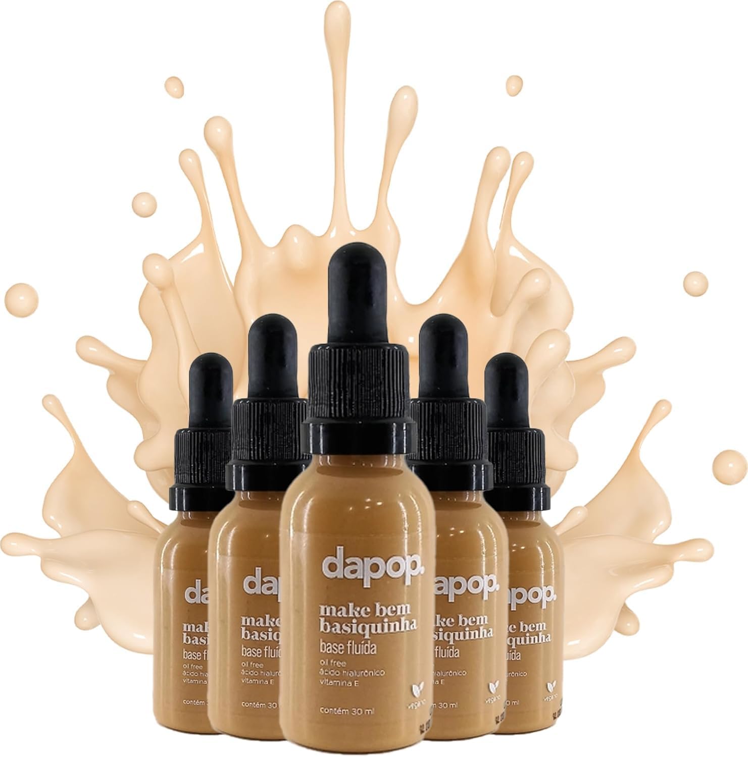 Base Fluída Dapop Make Bem Basiquinha Cor Clara 01 - Efeito Natural, Leve e Uso Diário - Base Maquiagem com Viço - Imagem 2