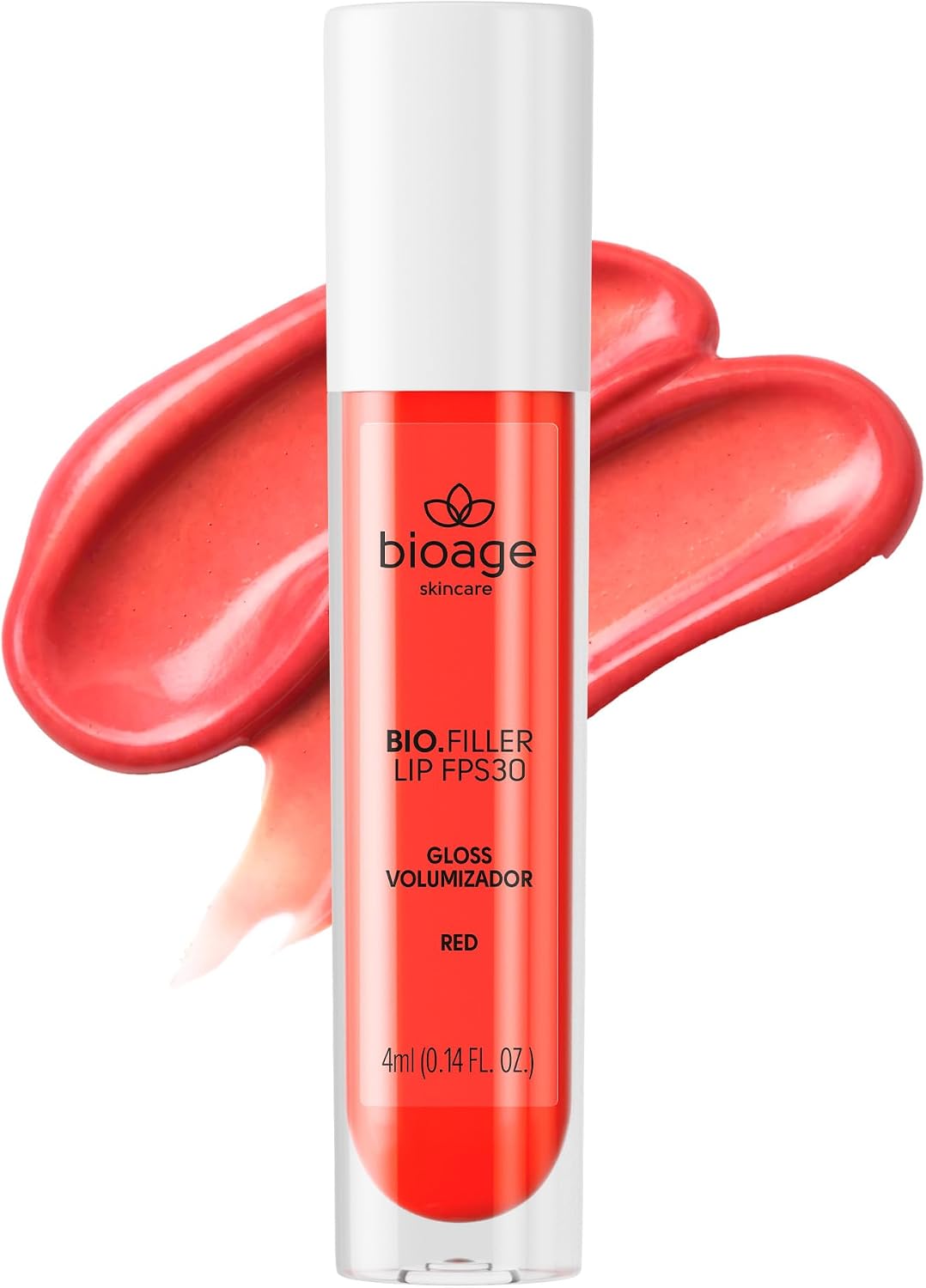 Bioage Gloss Labial Bio-Filler Lip FPS 30 Cor Red com Nutrição Biotecnológica e Efeito Volumizador