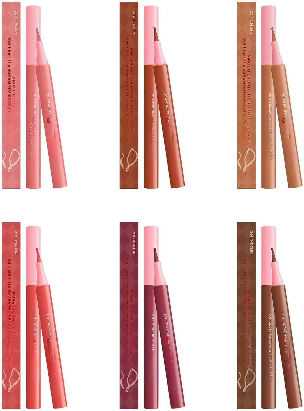 Lápis Labial Marrom Claro À Prova De Smudge, rosa - Imagem 7
