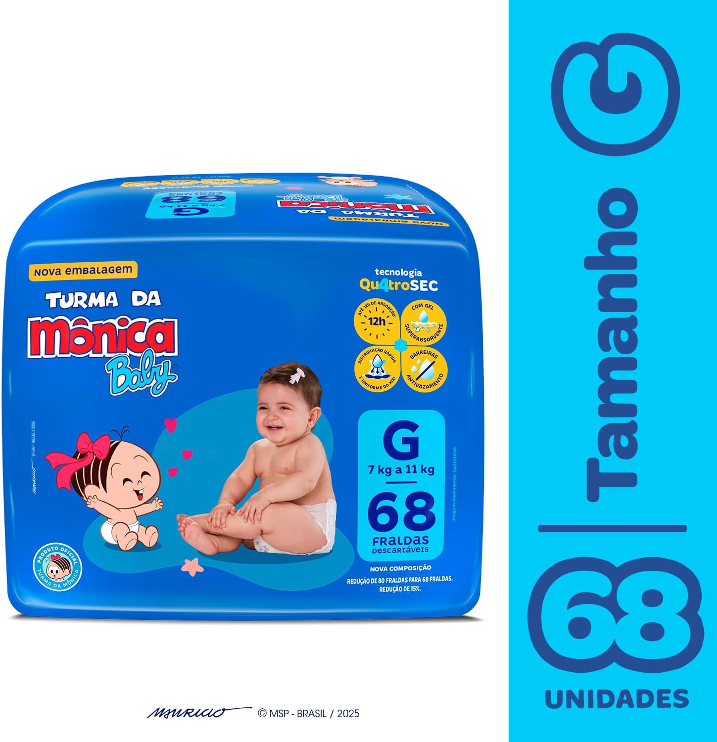 Fralda Turma da Monica Baby Giga G 68 Unidades - Imagem 2