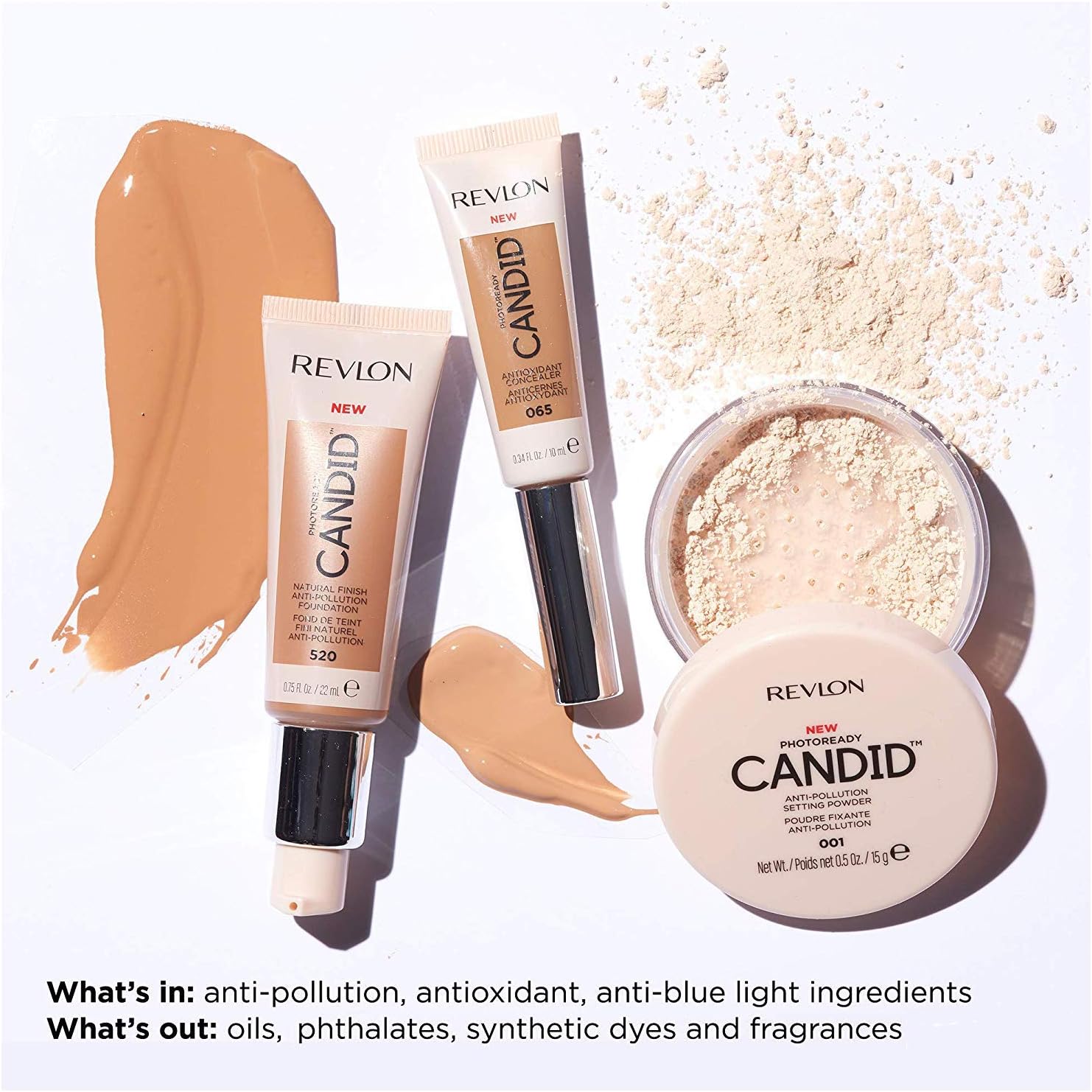 Revlon Pó fixador, maquiagem facial desfocada PhotoReady Candid, antipoluição, leve e respirável, alto pigmento, acabamento natural, 001 universal translúcido, 14,2 g - Imagem 6