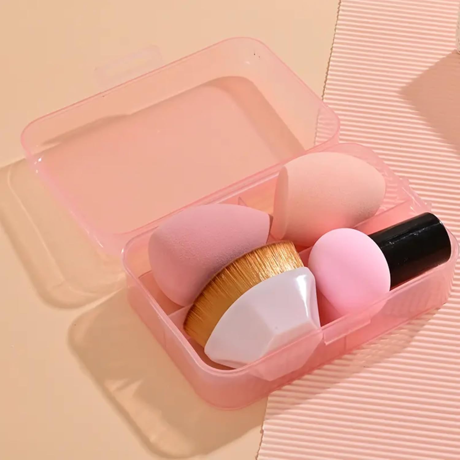 Kit Pincéis e Esponjas para Maquiagem Profissional com Estojo – 1 Pincel Kabuki Hexagonal, 1 Esponja Cogumelo, 2 Esponjas Gota 3D – Aplicação de Base, Corretivo, Contorno, Pó, Blush e Iluminador - Imagem 5