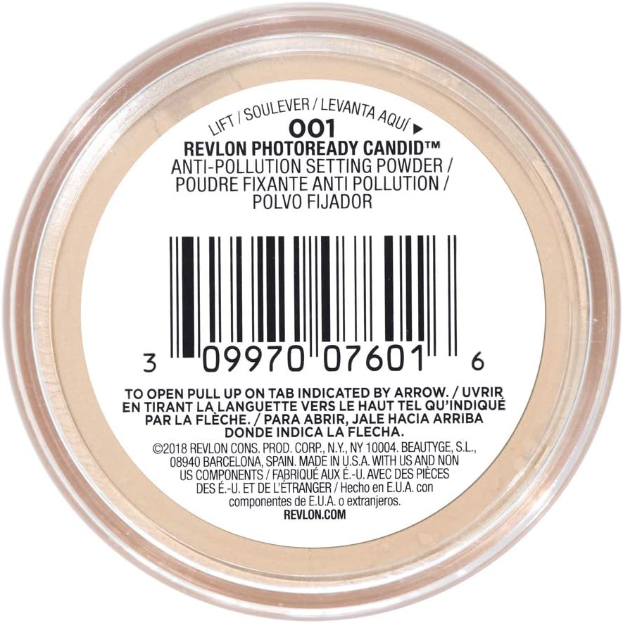 Revlon Pó fixador, maquiagem facial desfocada PhotoReady Candid, antipoluição, leve e respirável, alto pigmento, acabamento natural, 001 universal translúcido, 14,2 g - Imagem 3