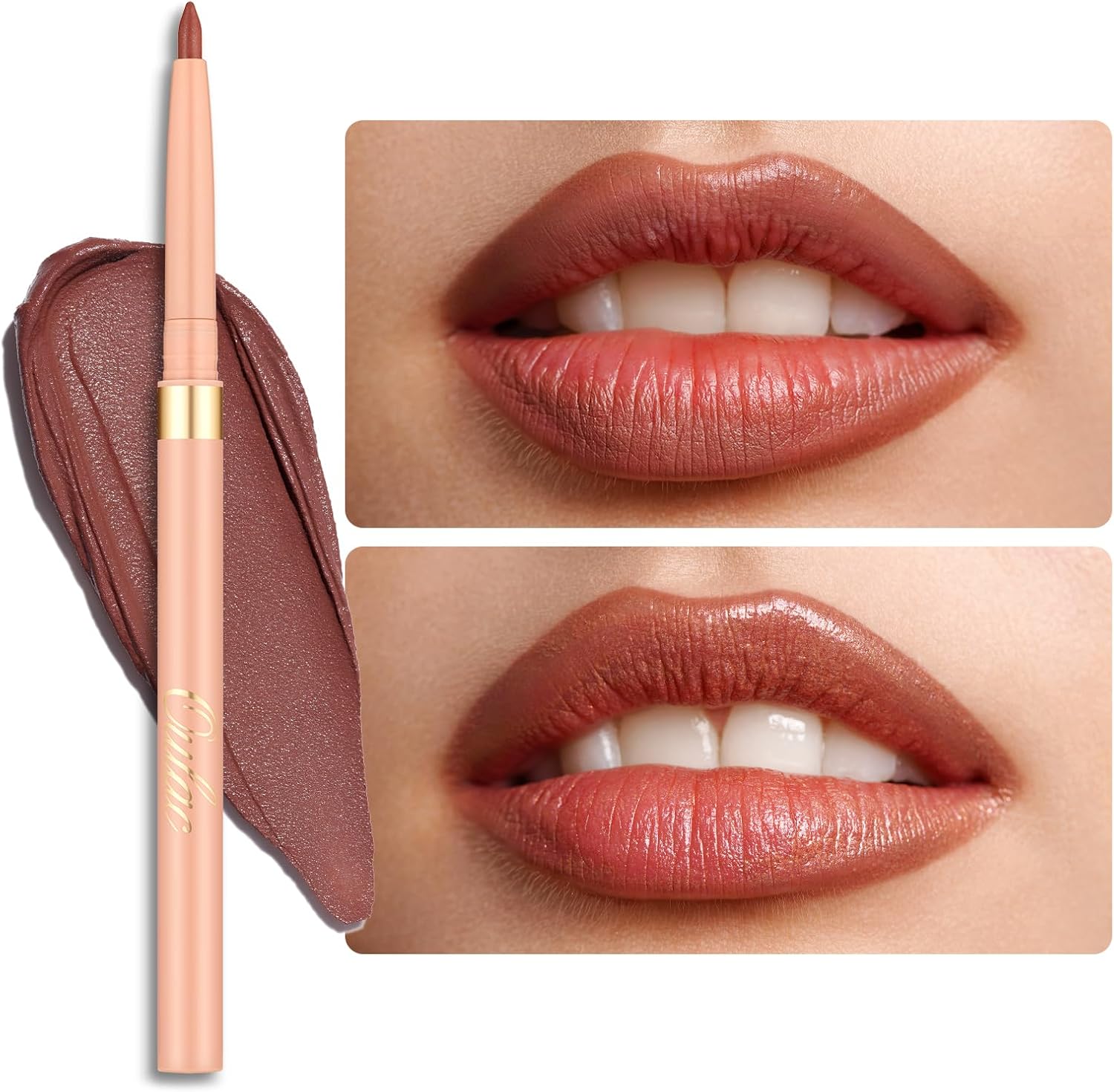 Oulac Lápis delineador labial marrom, giz de cera lipliner retrátil à prova d'água, suave, de longa duração e à prova d'água, contorno de seus lábios, beleza vegana, 06 Body Talk