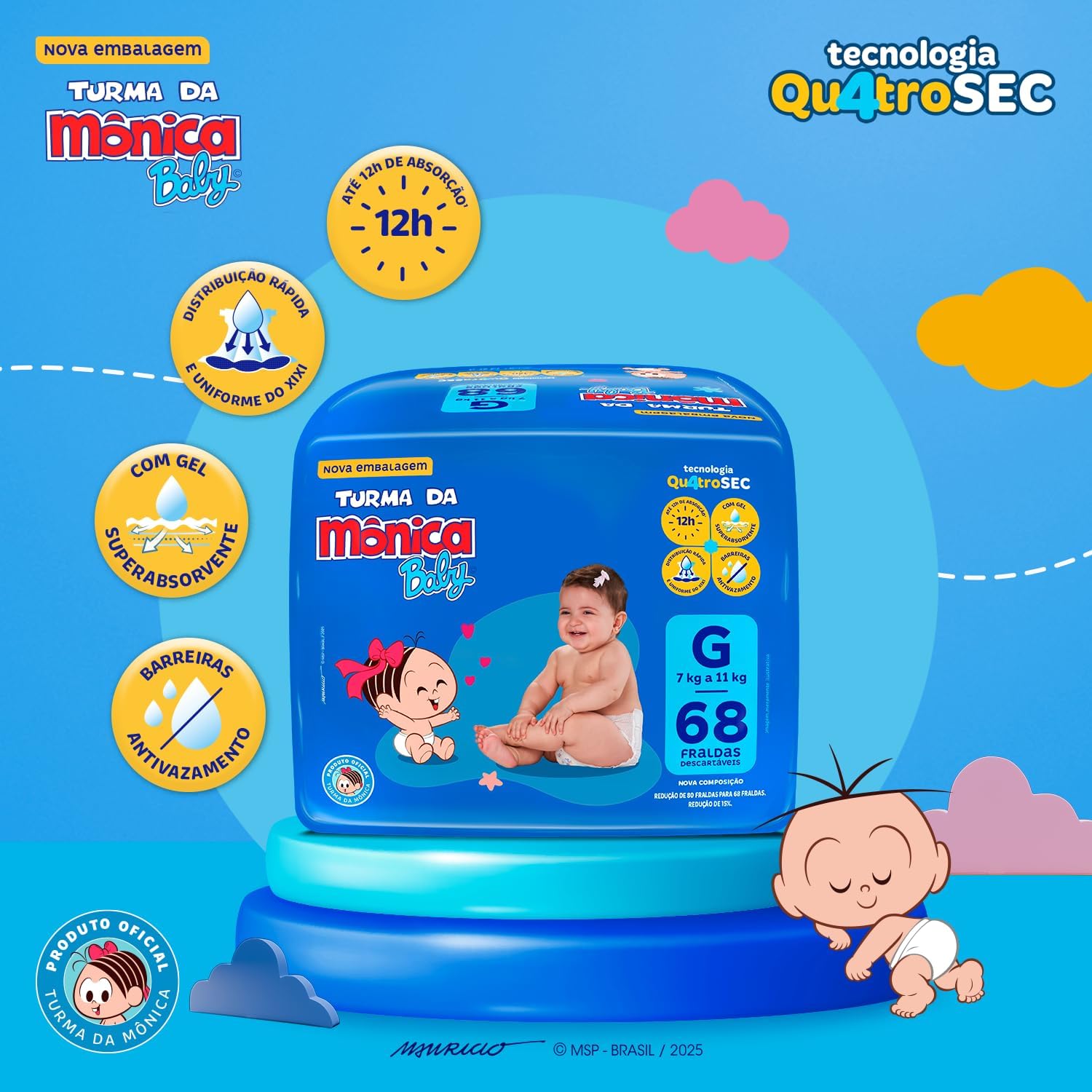 Fralda Turma da Monica Baby Giga G 68 Unidades - Imagem 3