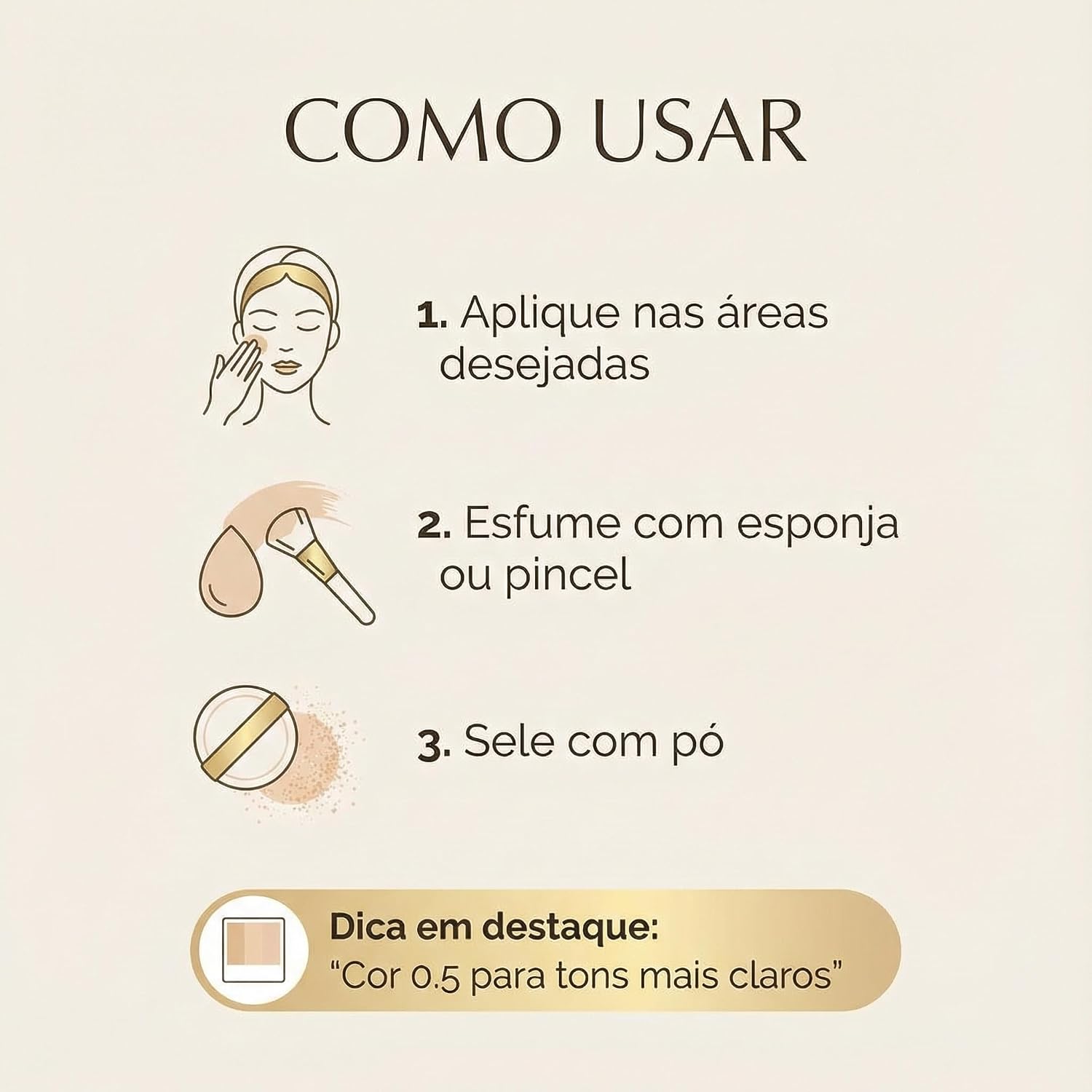 Corretivo Líquido DAPOP - Alta Cobertura Olheiras - Facial Matte Aveludado - Cor 0.5 Pele Clara - Não Craquela, Fácil de Esfumar - Imagem 2
