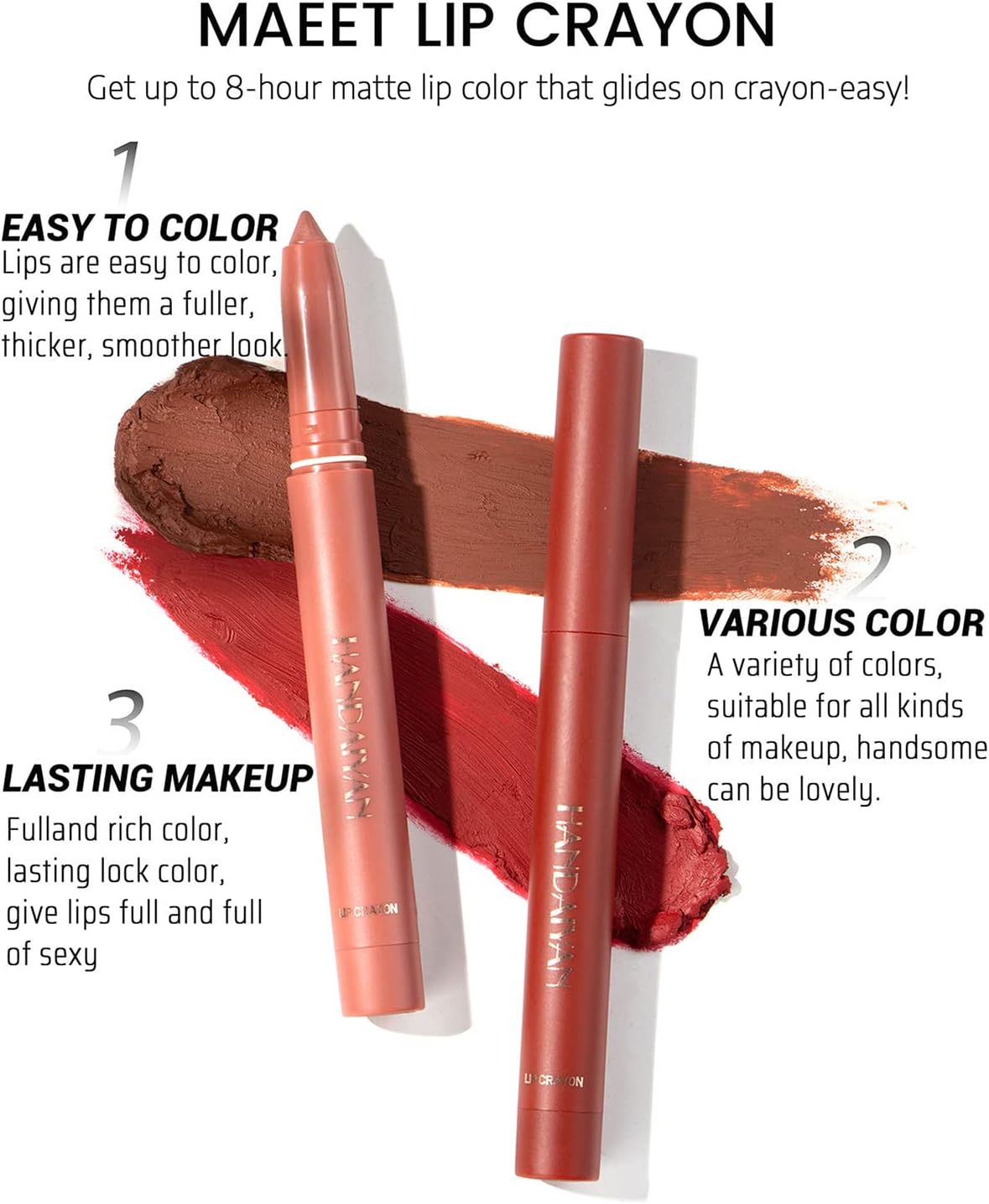 Conjunto de lápis labial de 6 cores à prova d'água delineador de lábios mate caneta batom - Imagem 6