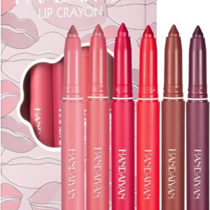 Conjunto de lápis labial de 6 cores à prova d'água delineador de lábios mate caneta batom
