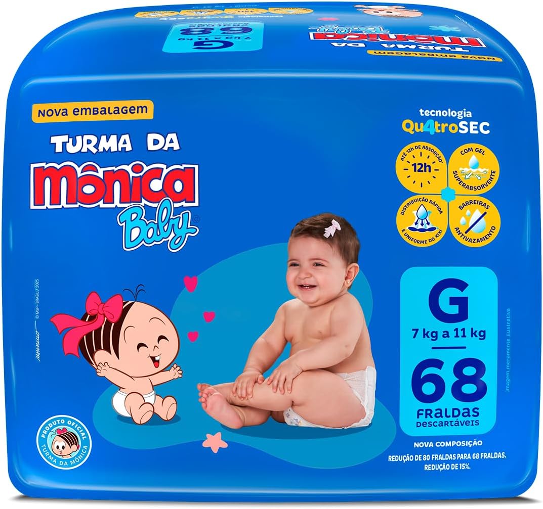 Fralda Turma da Monica Baby Giga G 68 Unidades