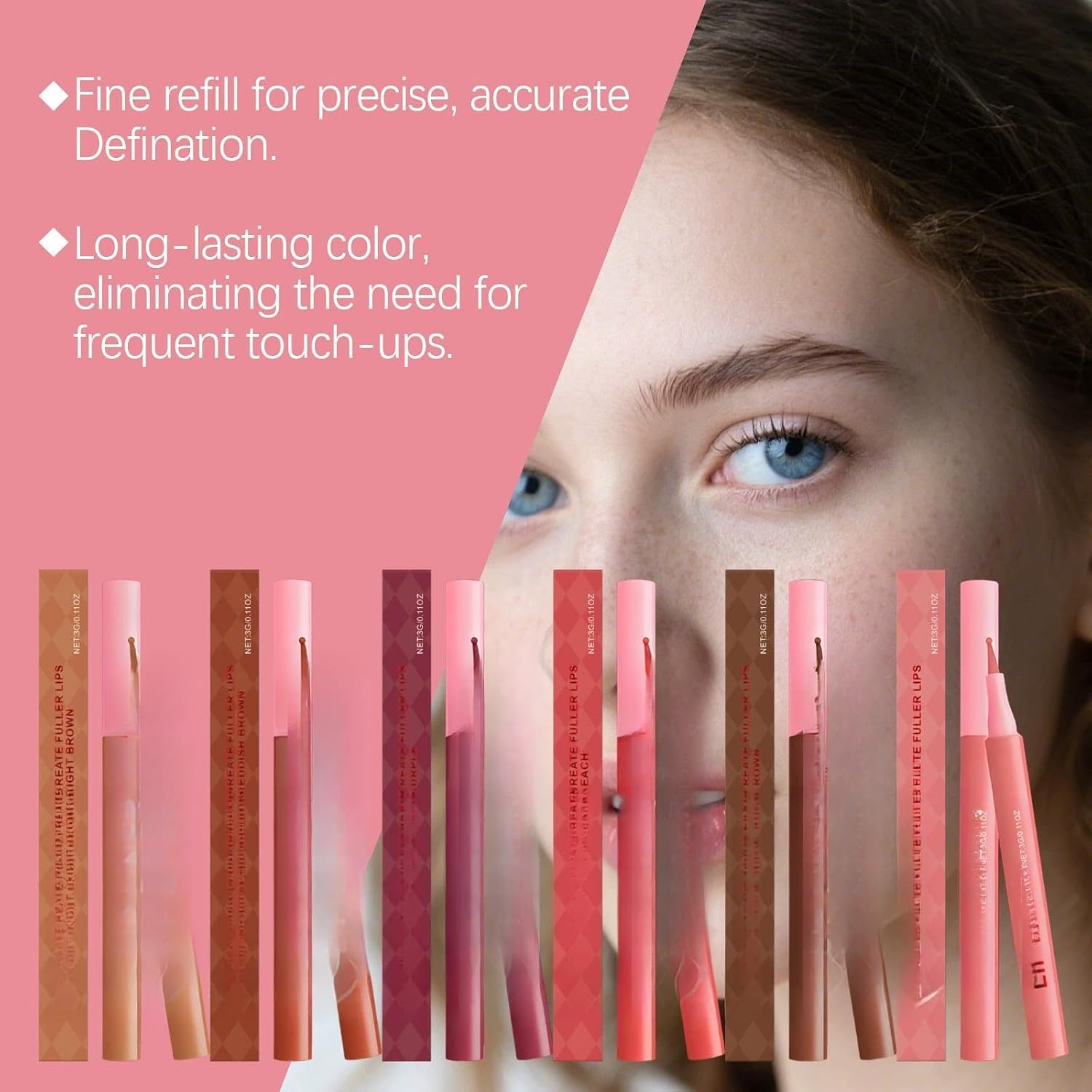 Lápis Labial Marrom Claro À Prova De Smudge, rosa - Imagem 8