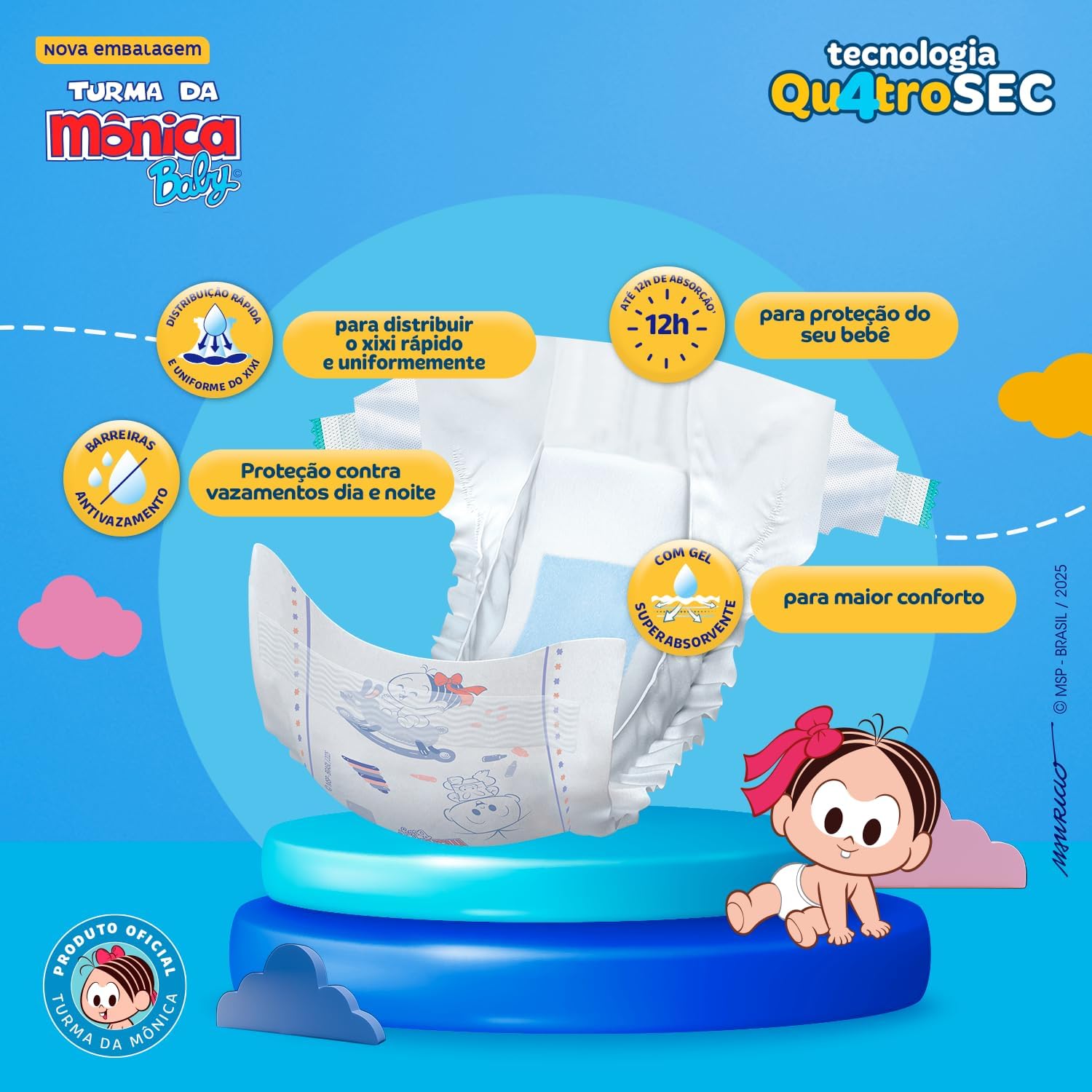 Fralda Turma da Monica Baby Giga G 68 Unidades - Imagem 4