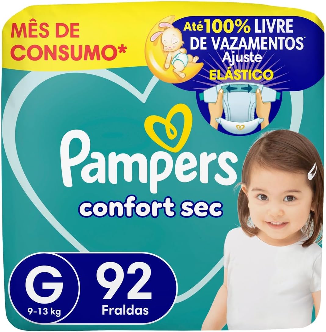 Fralda Pampers Confort Sec Tamanho G, 92 Unidades