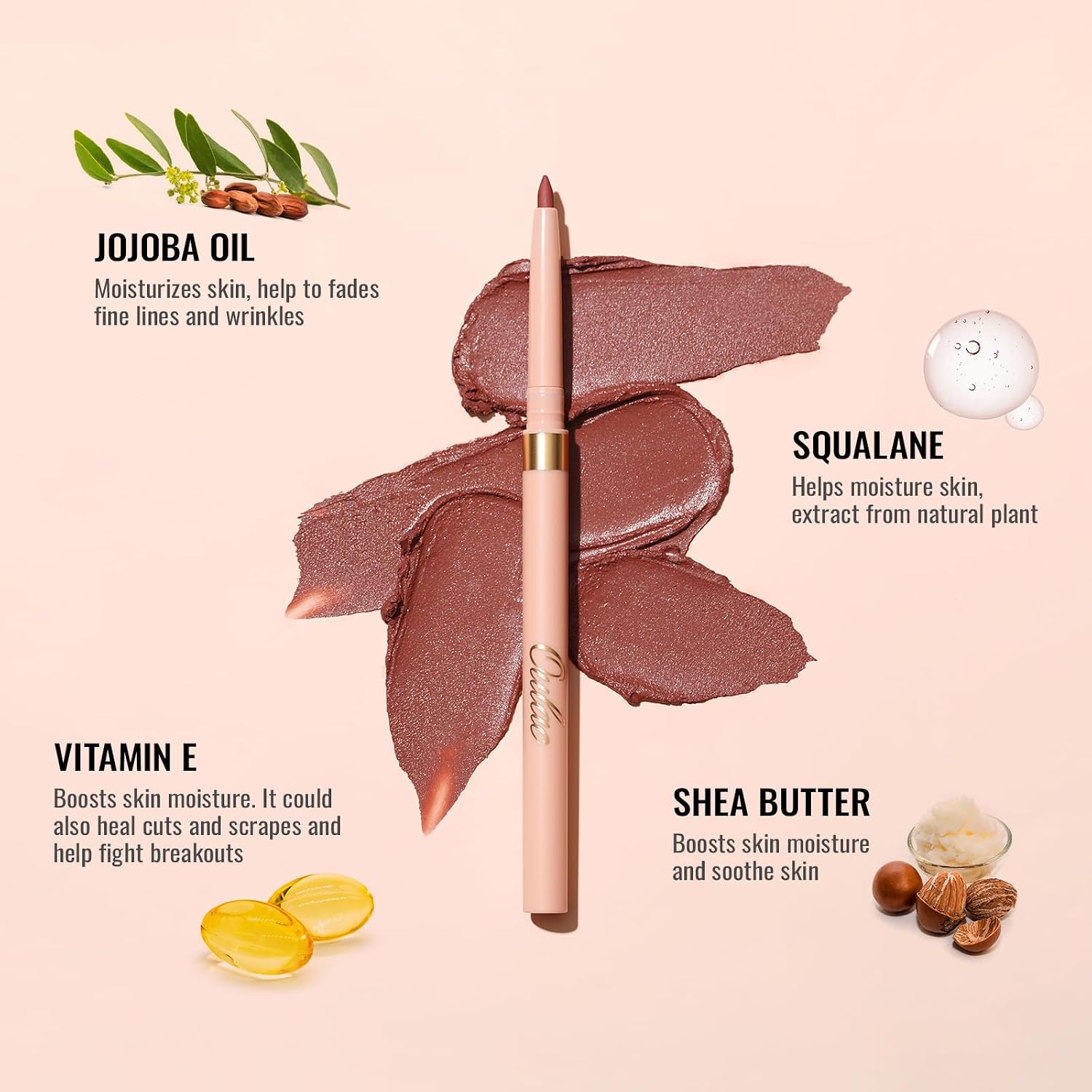 Oulac Lápis delineador labial marrom, giz de cera lipliner retrátil à prova d'água, suave, de longa duração e à prova d'água, contorno de seus lábios, beleza vegana, 06 Body Talk - Imagem 8