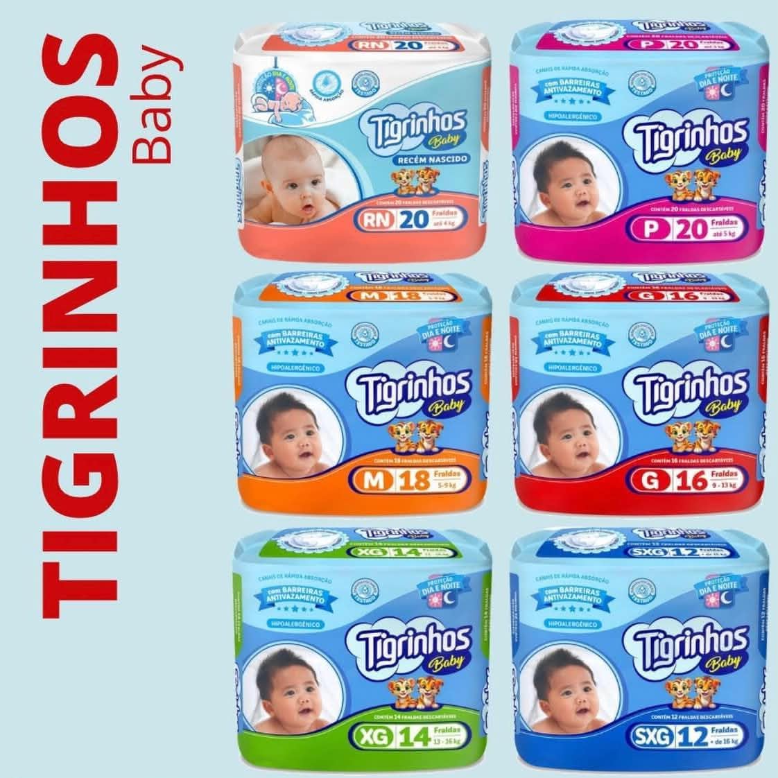 Tigrinhos Baby Fralda Descartável Infantil Proteção Dia e Noite, Tamanho G, Pacote Regular com 16 Unidades (Grande) (Grande) - Imagem 2